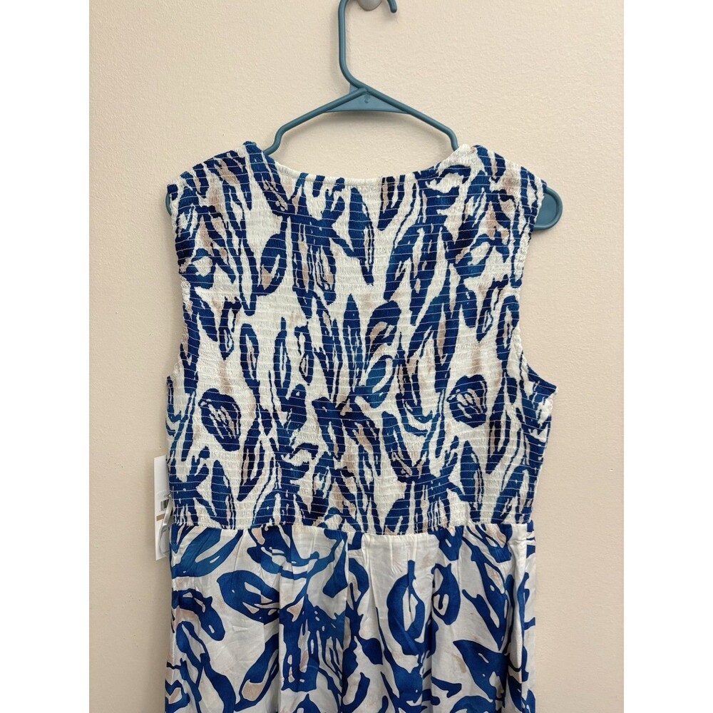 Calvin Klein Women Midi Dress Size 12 NWT Smocked W/ Pockets Floral Sleeveless - Picture 13 of 14